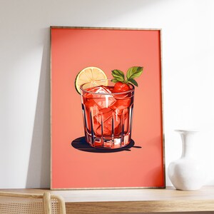 Minimalistischer Cocktail Kunstdruck | Strichzeichnungen | Alkohol Cocktail Poster | Küche Dekor | Essen und Trinken Kunst | Minimalistisches Cocktail Poster