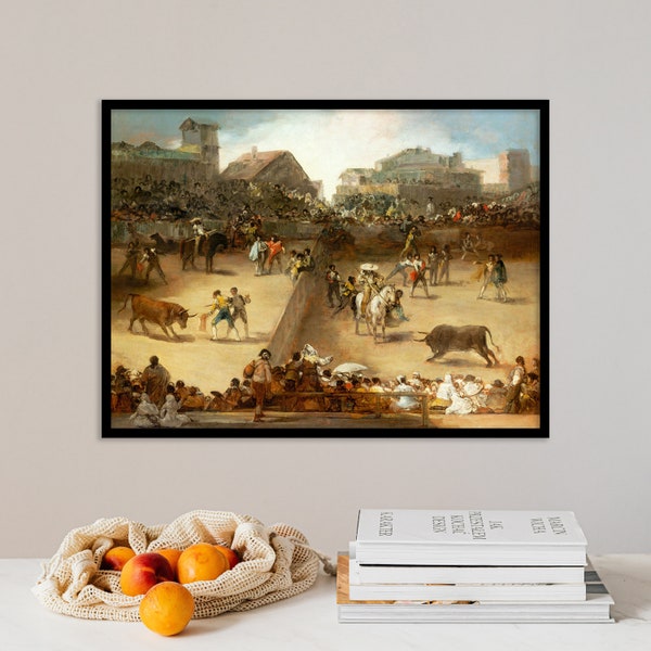 Francisco Goya - Bullfight in a Divided Ring (1816) - Classic Painting Photo Poster Print Fine Art Gift Home Wall Decor - Bullfighting