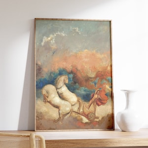 Odilon Redon - Faetón / Pintura vintage, Impresión antigua, Decoración de lienzo, Arte de la pared del caballo, Pintura de paisaje, Decoración moderna del hogar, Idea de regalo