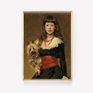 John Singer Sargent - Miss Beatrice Townsend (1882) | Vintage Poster | Victorian Portrait | Nursery Decor Painting Print Dog Wall Art