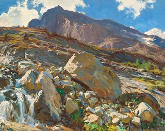 John Singer Sargent Druck | Aosta-Bach | Berg Kunstwerk | 1907 Kunstdruck | Vintage Gemälde |