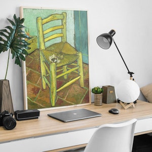 Van Gogh Print | Vincent&#39;s Chair with his Pipe (1888) | Vintage Chair Painting, Antique Wall Art, Van Gogh Poster, Van Gogh Painting