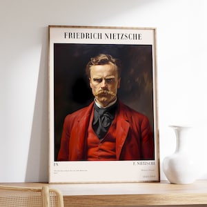 Friedrich Nietzsche-poster | Vintage portret | Historische poster | Antiek woondecoratie | Bibliotheekdecoratie