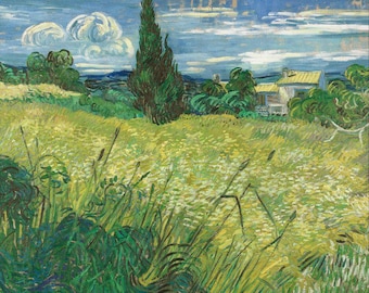 Poster di Van Gogh / Arte del campo di grano / Stampa di cipressi / Dipinto vintage / Paesaggio impressionista /