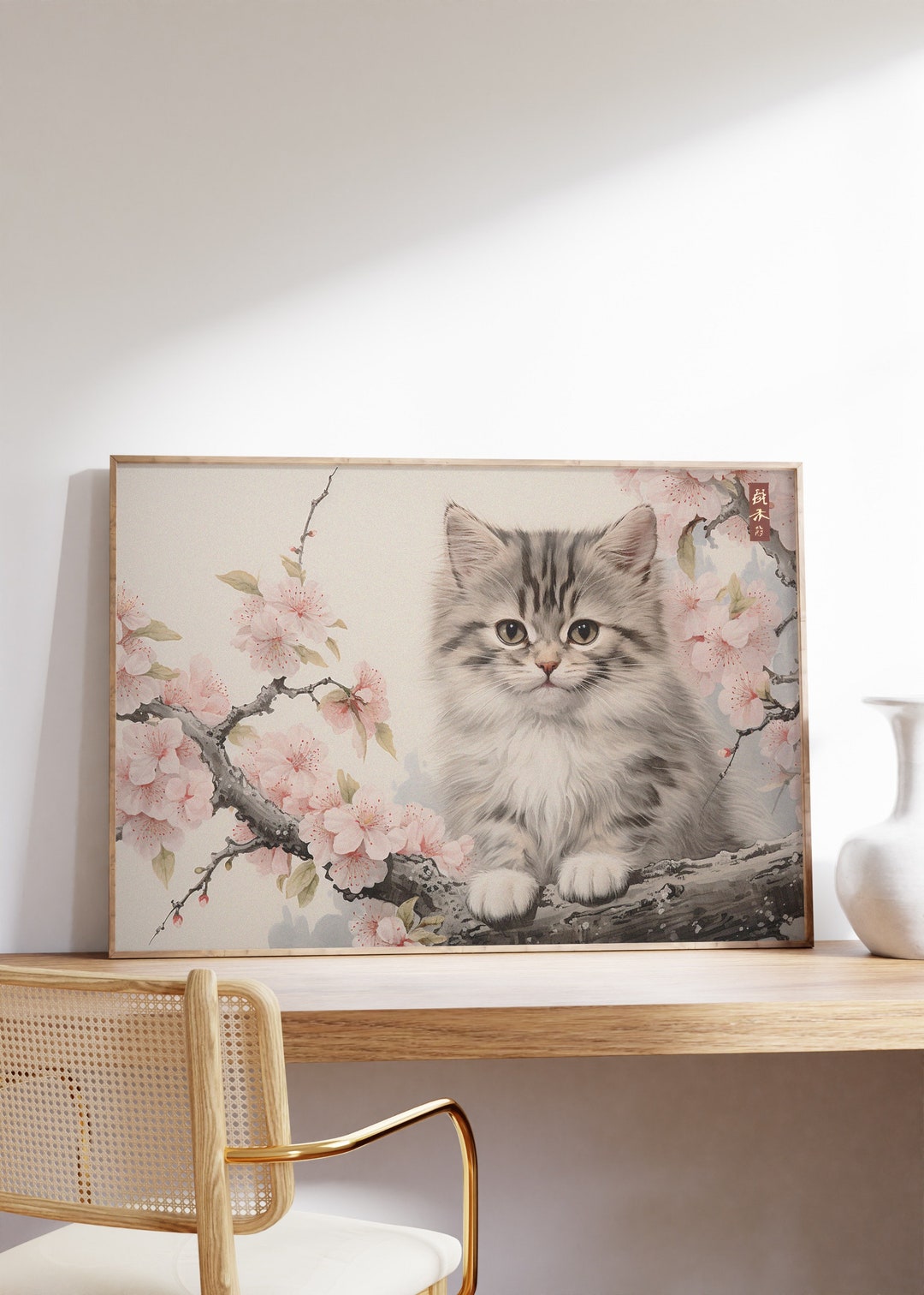 Japanese Cute Cat Art Print | Vintage Animal Wall Art | Antique ...