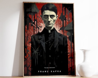 Póster de Franz Kafka / Lámina de filósofo / Regalo para amantes de la lectura / Decoración con cita / Arte mural moderno / Pintura antigua