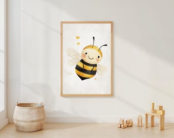 Stampa per cameretta in stile boho con ape / Simpatico quadro da parete con ape / Opera d'arte boho minimalista / Cameretta in stile boho moderno