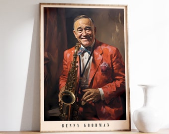 Poster di Benny Goodman / Stampa musicale / Poster jazz / Ritratto jazz / Decorazione musicale / Stampa d'arte jazz / Decorazione per la casa