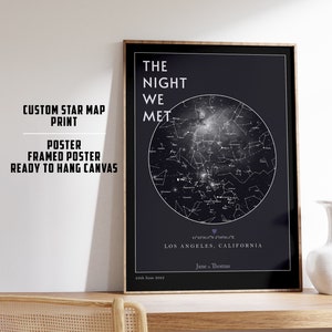 Die Nacht, in der wir uns trafen | Benutzerdefinierte Sternenkarte | Wo wir uns trafen Karte Poster | Hochzeitsgeschenk | Valentinstag Geschenk | Poster Nachthimmel | Erstes Date Geschenk
