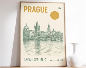 Prague Wall Art, Czech Republic Poster, Charles Bridge Print, Prague Architecture Art, Prague Travel Decor