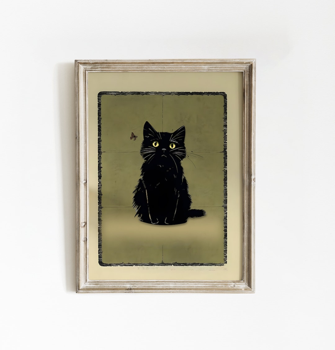 Cute Japanese Cat Art | Black Cat Poster | Animal Art Poster | Mid ...