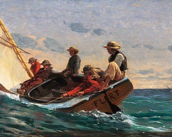 Lámina de Winslow Homer / Decoración de pared "Brisa" / Pintura de velero / Decoración náutica / Obra de arte vintage