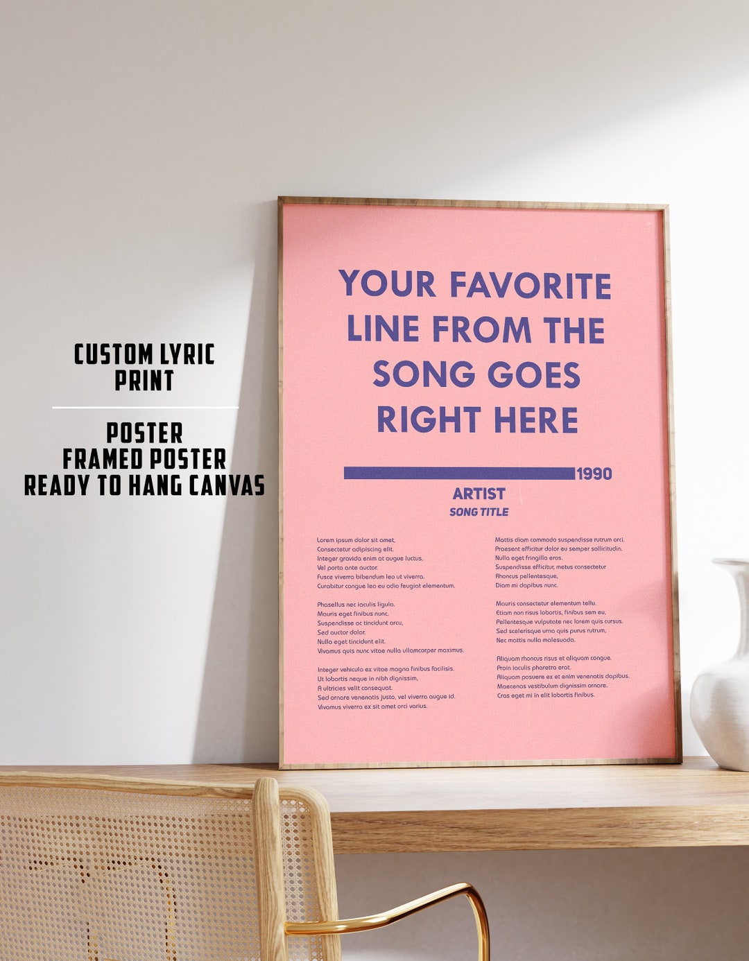 Lyric Poster Lyric Wall Art Music Poster Custom Song Lyric Print Personalised Lyric Print Gift