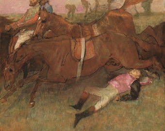 Edgar Degas Jockey | Fallen Jockey Print | Degas Horse | Vintage Painting | Equine Art | Victorian Decor
