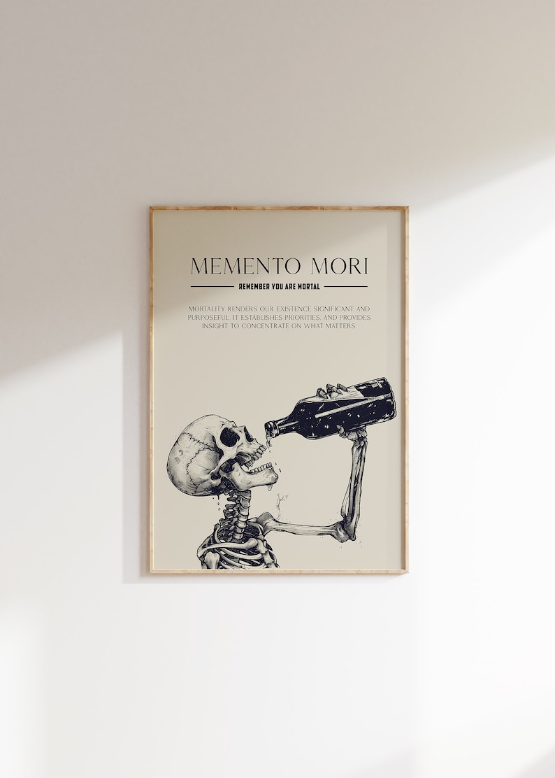 Memento Mori Print | Mortality Artwork | Skull Art Print | Memento Mori | Skull Wall Decor | Dark Art Print | Stoic Art | Dark Academia image 6