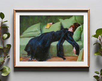 Decadent Young Woman | Victorian Female Figure | After the Dance | Antique Aesthetic Painting | Cottagecore Print | Bored Woman Retro Modern