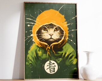 Japanese Cat Poster | Funny Cat Print | Japanese Cat Print | Cat Wall Art | Japanese Animal Print | Ukiyo-e Art | Oriental Poster
