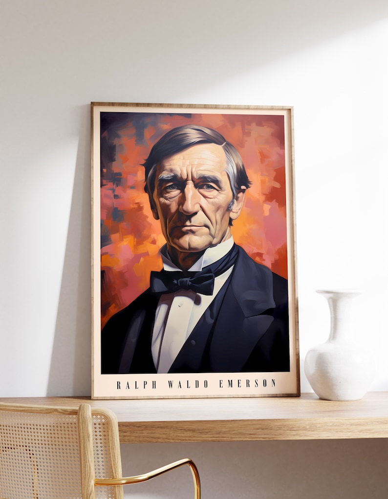 Ralph Waldo Emerson Poster | Autor Print | Ralph Waldo Emerson Poster | Literatur Dekor | Buch Kunstdruck | Wohndekor Bild 1