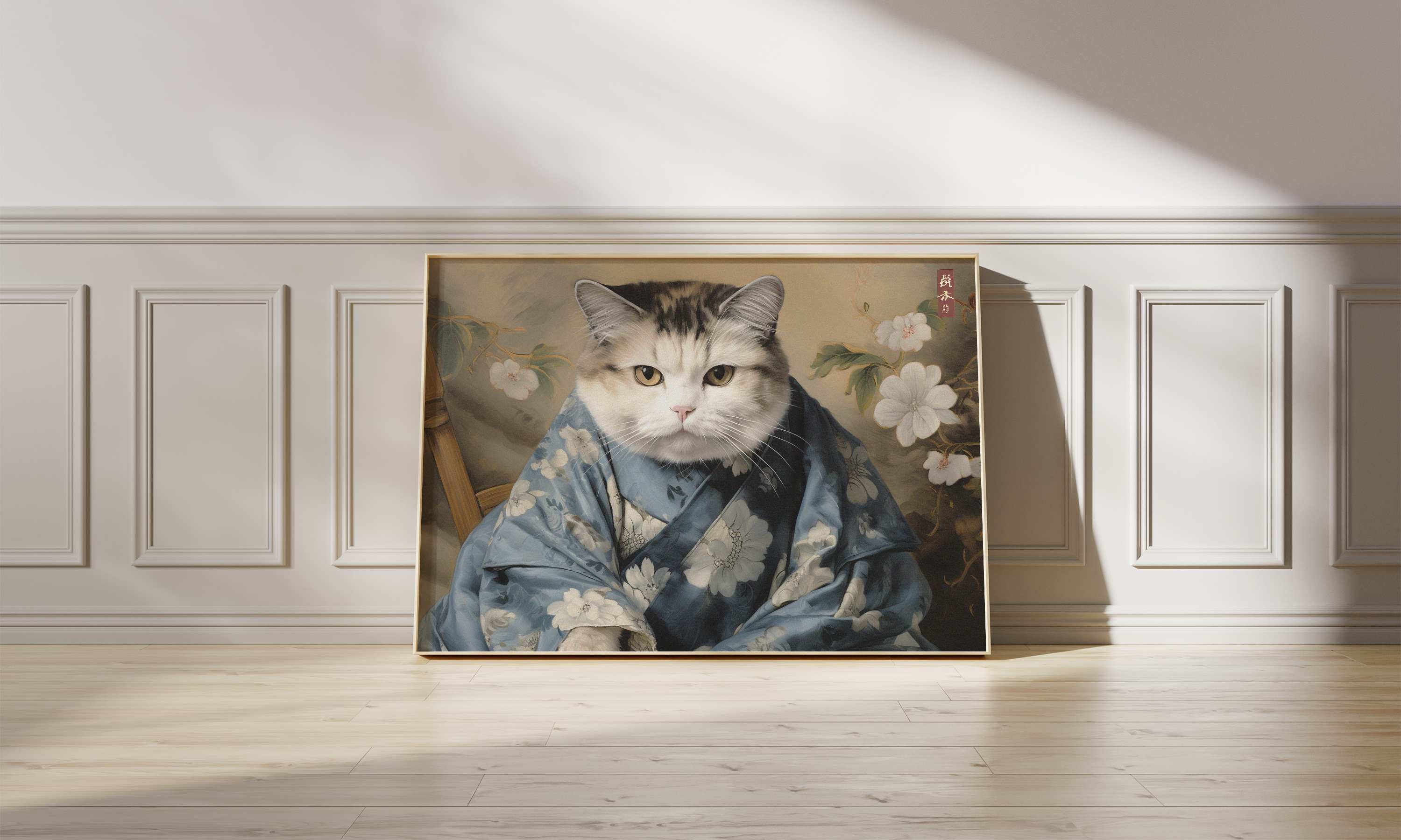 Japanese Funny Cat Art Poster | Antique Animal Wall Art | Antique ...