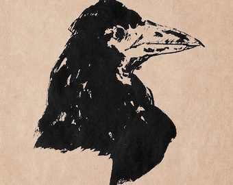 Crow Wall Art | Raven Print | Gothic Decor | Bird Illustration | Vintage Painting | Home Decor | Crow Print