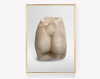 Ancient Marble Statue | Antique Sculpture Print | Art Collectible | Classical Torso Decor