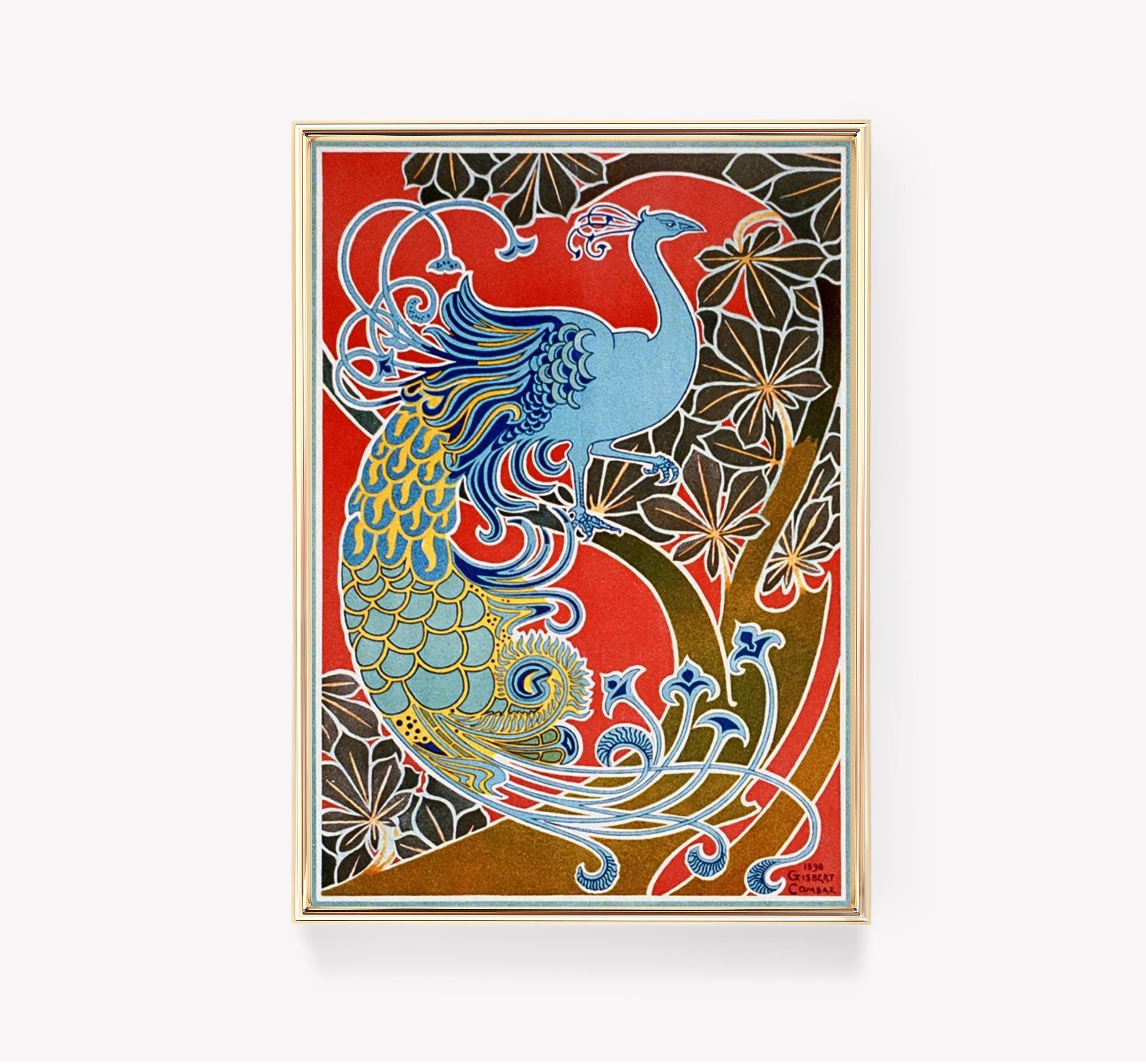 Art Nouveau Peacock | Vintage Print | Peacock Art | Gisbert Combaz | 1898 |  Vintage Painting | Wall Decor, image size:3000x2785