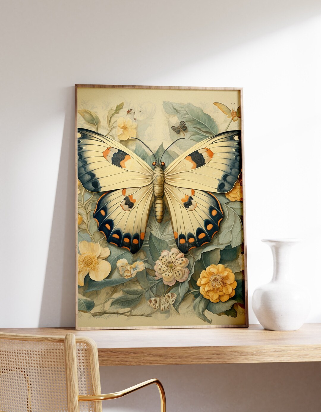 Moth | Cottagecore Wall Art | Moody Floral Print | Goblincore Decor ...