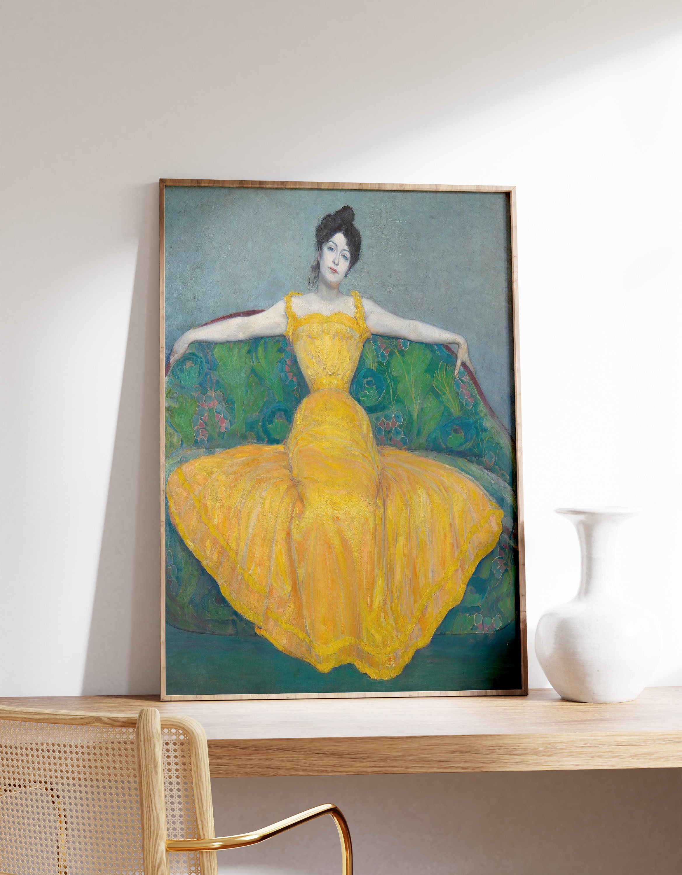 Dame In Gelb (1899) Por Max Kurzweil / Impresión de pintura vintage / Impresión de mujer elegante / Impresión de arte clásico / Impresión de vestido amarillo