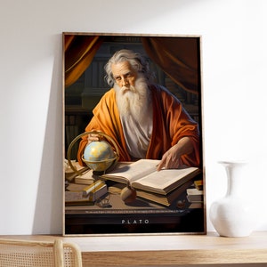Plato Poster | Philosoph Druck | Bücherwurm Geschenk | Zitat Dekor | Moderne Wandkunst | Antike Malerei