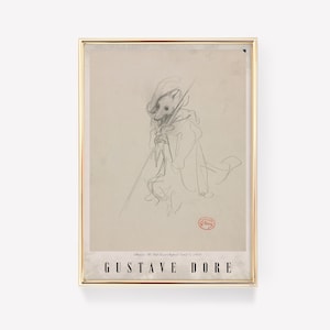 Gustave Dore Prints | Sketch for “The Wolf Turned Shepherd” (recto) (c. 1868) | Gothic Decor | Devil Art | Memento Mori