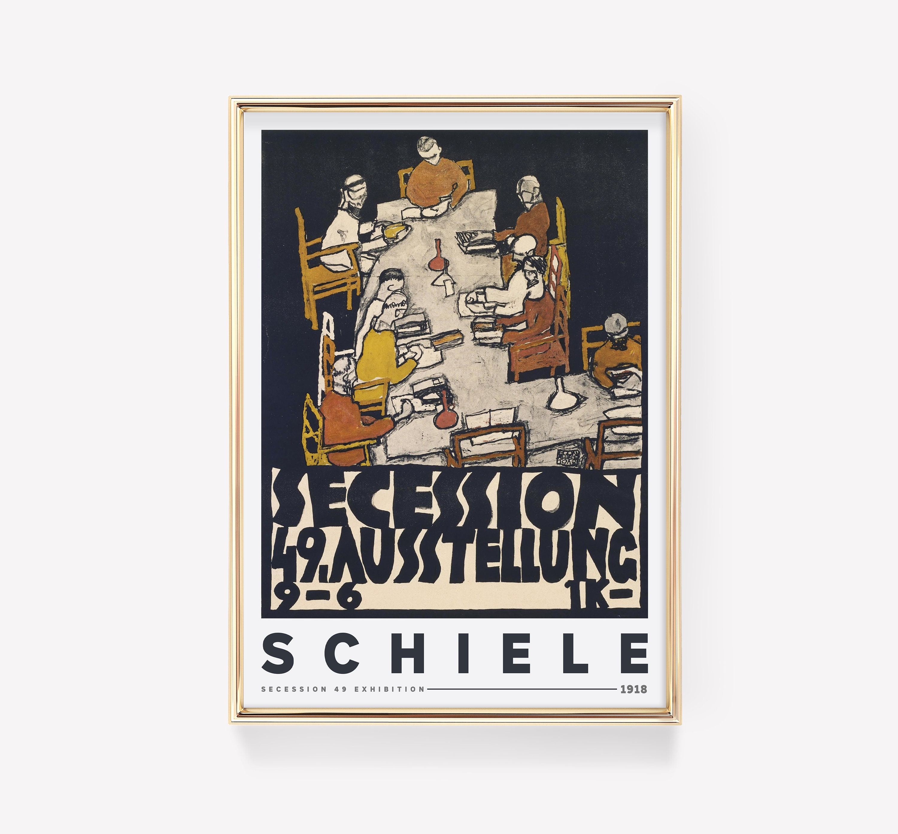 Egon Schiele、Secession 49. Austellung Secession 49. Exhibition Egon Schiele Plakat Tisch Stühle B A3
