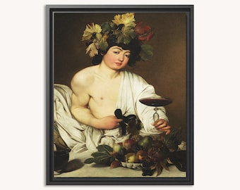 Premium Framed Canvas | Caravaggio - Bacchus | Vintage Painting | Canvas Wall Art | Home Decor