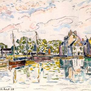Obra de Paul Signac / Cartel de Le Croisic 1928 / Arte impresionista / Impresión de paisaje / Obra de arte vintage