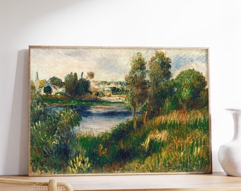 Auguste Renoir - Landscape at Vétheuil (1890) | Vintage Poster | Tree Landscape Oil Painting | Green Scenery Print | Home Decor Wall Art
