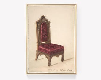 Gothic Chair Design | Eugène Viollet-le-Duc Print | Vintage Furniture Art | Antique Chair Print | Gothic Art