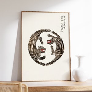 Japanese Tigers by Taguchi Tomoki 1860-1869 Famous Yin-yang