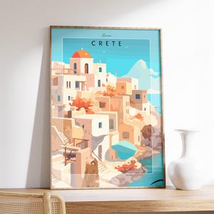 Crete Travel Poster | Greece Travel Decor | Greece Artwork | Greece Poster | Crete Print | Crete Artwork | Vintage Travel Print
