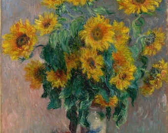 Claude Monet | Sunflower Bouquets | Impressionist Art | Vintage Painting | Nature Print | Wall Decor