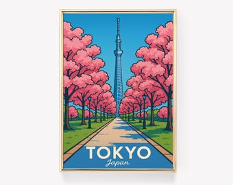 Poster di viaggio di Tokyo, Arte murale giapponese, Stampa di Tokyo, Decorazioni giapponesi, Stampa su tela di Tokyo, Regalo giapponese, Poster di viaggio vintage