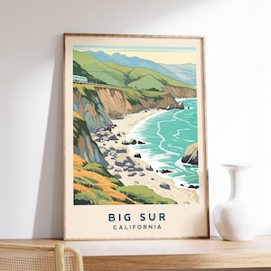 Impression de voyage en Californie | affiche de voyage en Californie | Art mural californien | Affiche de la Californie | Décoration californienne | Impression Big Sur