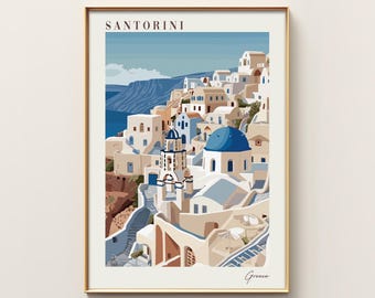 Santorini Travel Print | Greece Travel Poster | Greece Print | Greece Wall Art | Santorini Poster | Santorini Wall Art | Greece Decor