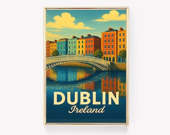 Dublin Travel Poster, Ireland Wall Art, Dublin Print, Vintage Wall Decor