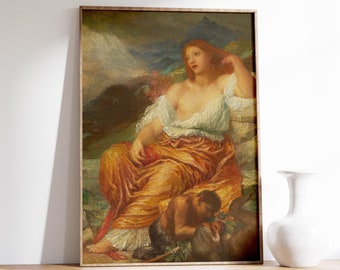 George Frederic Watts - Ariadne (1894) | Vintage Poster | Antique Oil Painting, Altered Print, Eclectic Fine Art, Bedroom Wall Art, Decor