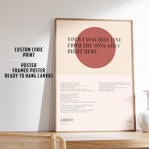 Lyric Poster | Music Poster | Custom Song Lyric Print | Lyric Wall Art | Personalised Lyric Print | Gift for Music Lover | Lyric Wall Art