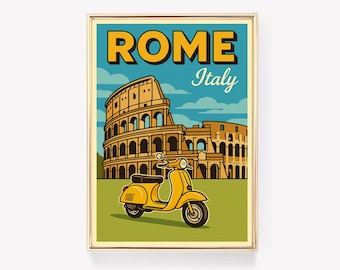 Rome Travel Poster, Italy Wall Art, Rome Print, Italian Decor, Vintage Rome Canvas, Italy Poster, Rome Gift