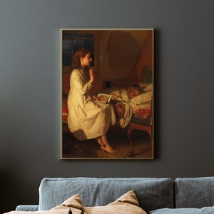 Vintage Sleeping Painting | Sleep Motivation Art Print | 19th Century Canvas | Antique Wall Art | Poster Home Gift Bedroom Nursery Decor