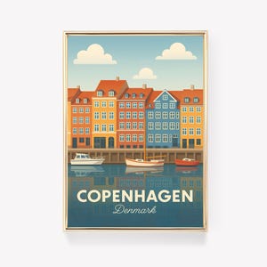 Copenhagen Travel Poster, Denmark Wall Art, Vintage Canvas Print, Danish City Decor