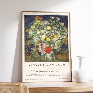 Cartel de Van Gogh / Ramo de flores en un jarrón / Cartel de exposición / Arte de naturaleza muerta / Impresión de Van Gogh / Arte floral / Cartel de exposición del museo