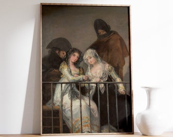 Francisco Goya - Majas on a Balcony (1800) | Vintage Poster | Goya Print, Antique Canvas, Eclectic Painting, Romanticism Wall Art Decor