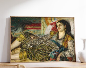 Auguste Renoir - Odalisque (1870) | Vintage Poster | Lazy Woman Oil Painting | Sleepy Portrait Woman Print | Museum Quality | Wall Art Decor
